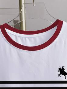 Resyla Women's Casual Striped Short Sleeve Round Neck T-Shirt, Colorblock, Summer Daily Wear - White - View 3
