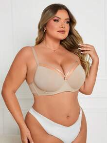 Wedaily 2 pezzi/set Reggiseno comodo con coppa sottile e arricciatura per donne taglia forte, canotta casual minimalista per uso quotidiano - Multicolore - Visualizzare 6