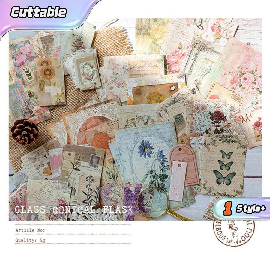 1 حزمة من 100 ورقة ذات خلفية بطراز الجريدة القديمة للرسائل الإنجليزية - BQ961-روز مانور - مشاهدة 1