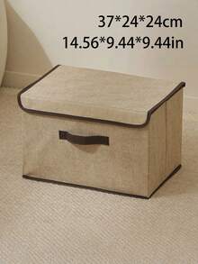 1 pezzo Organizer pieghevole per CD in lino lavabile, scatola di stoccaggio pieghevole, cestino organizer per giocattoli con coperchio, cestino per il bucato - Multicolore - Visualizzare 3