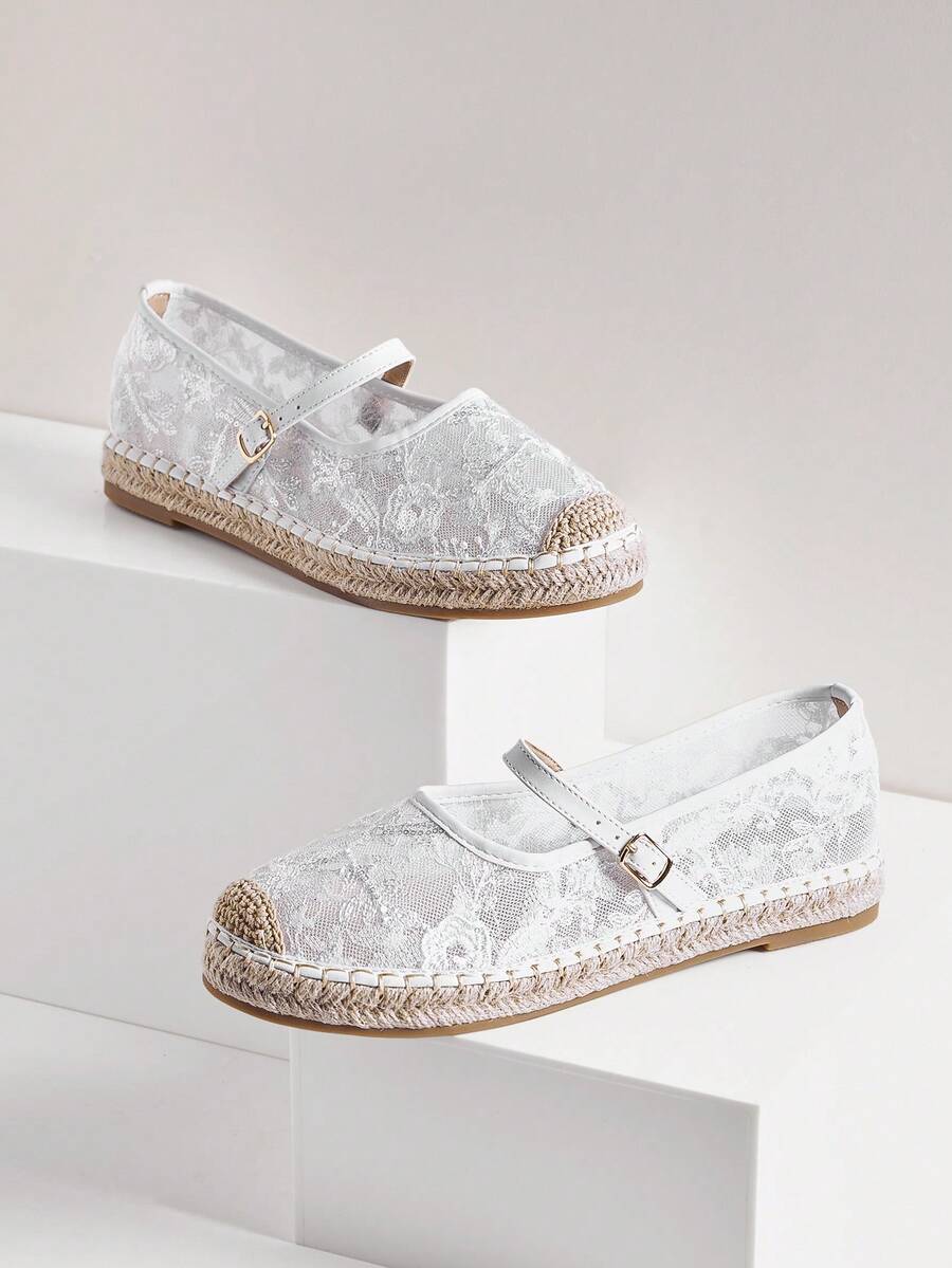 Solezae Women's Elegant Round Toe Floral Embroidery Espadrilles - White - View 1
