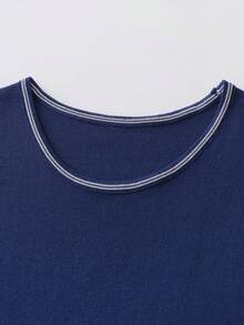 Franclia Women's Sleeveless Spring/Summer Lightweight Knee-Length Contrast Color A-Line Knit Dress - Royal Blue - View 3