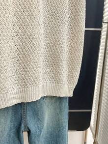 SHEIN Holidaya Neue Sommer Französisch Lässig Strickweste, einreihig, Cut Out gestrickte Textur, weiche Atmosphäre, Pendler-/Büromode Layering Design, V-Ausschnitt, neblig weiße ärmelloser Strickjacke - Aprikosenfarben - Übersicht 7