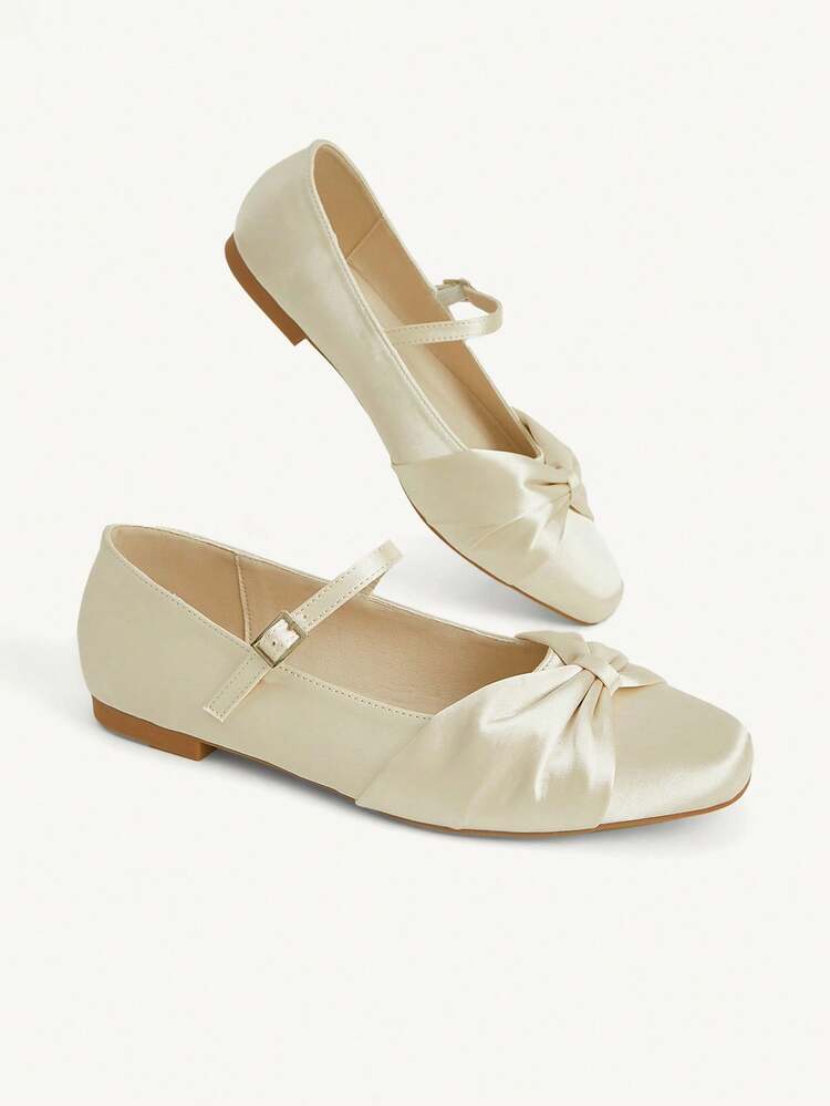 CUCCOO CHICEST Women Shoes Autumn Satin Kink Mary Jane Shoes Women's French Low Vamp Strap Flat Shoes