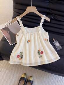 Modelyn Yellow Floral Camisole Vacation Style Doll Chiffon Blouse, Spring/Summer Blouse For Women Summer Summer Tops For Girls Babydoll Top Vintage - Yellow - View 2