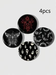 ROMWE 4 Y2k Sweet Cool Babes Retro Punk Personalized Fashion Dark Wind Gothic Two-Dimensional Bar Stamp Black/White/Red Thorns Stars Rattan Mo Hot Diamond Cross Wing Wings Skeleton Grimace Bat Moth Full Of Silver Pins Badge Brooch Hand Account Decoration Bag Pendant, Combination Set, Suitable For Sisters, Girlfriends, Couples, Friends, Girls, Daily Wear, Holiday Gifts - Multicolor-12 - View 5