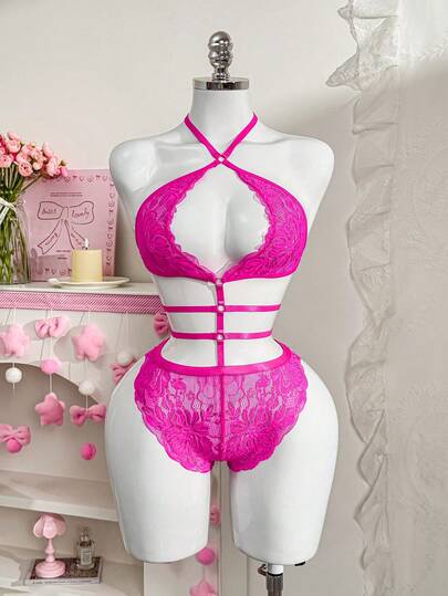 PetitDoll 1 pieza Mono de lencería sexy con lazo de encaje para mujer