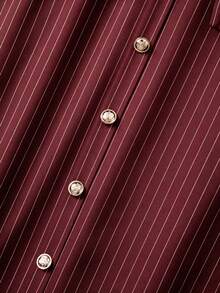 Plus Size Women's New Elegant Versatile Casual Commute Minimalist Striped A-Line Skirt, Spring/Summer - Burgundy - View 6