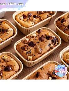 Bộ 50 cốc giấy nướng chống dính, thích hợp cho bánh mì, bánh cupcake, các món tráng miệng - Khuôn nướng bánh muffin mini hình chữ nhật, có vân, xếp chồng được, chất liệu giấy, nướng đều, chống rò rỉ. - Nhiều màu - Xem 3