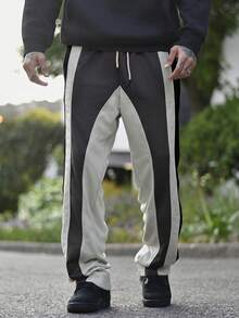 Devon Thys Men's Casual Color Block Patchwork Long Pants, Fashionable For Summer, Fall - Light Grey - View 5