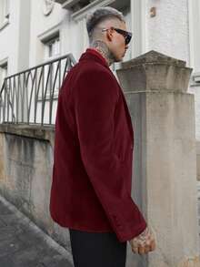 Artur Kramer 男士商务通勤单排扣西装外套 - 酒紅色 - 查看 5