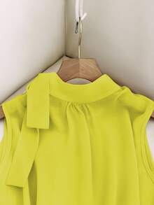 GlowEve Áo vest không tay cài nút, dây buộc bên hông, kiểu dáng thanh lịch Pháp, đa năng, thời trang xuân/hè mới dành cho nữ. - Màu vàng - Xem 7