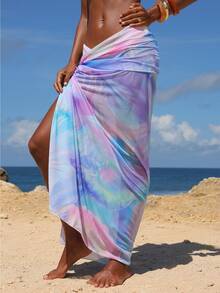 Opulessa Bộ đồ thời trang nữ nhuộm tie-dye gồm áo khoác ngoài và chân váy, thích hợp cho kỳ nghỉ biển. - Nhiều màu - Xem 3