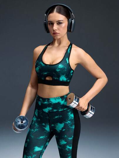 Powerista Áo ngực thể thao nữ in họa tiết, cài sau