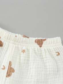 Bộ 3 món đồ ngủ hình gấu dễ thương bằng vải cotton mềm mại và thoải mái. - Màu be - Xem 4