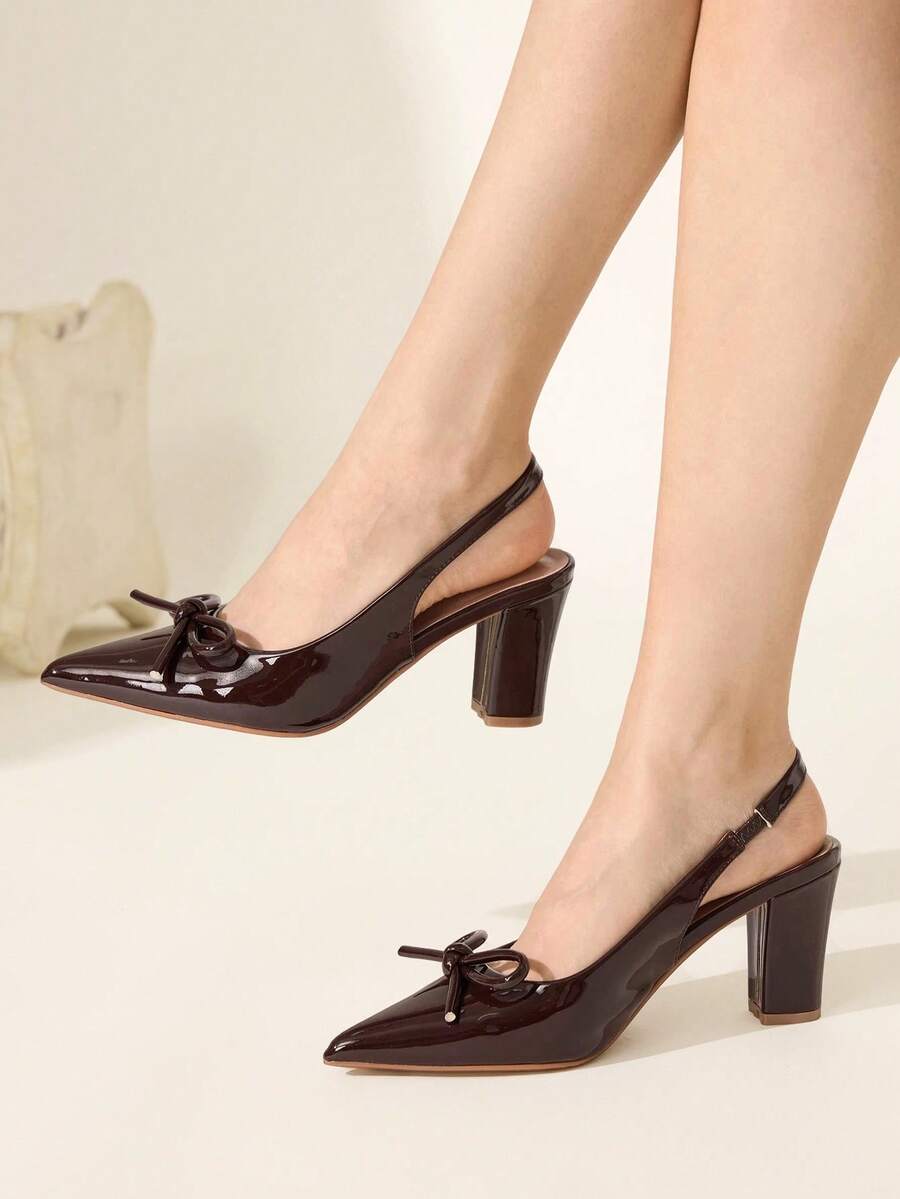 CUCCOO CHICEST Giày cao gót mũi nhọn đế dày thời trang mới dành cho nữ, đa năng, không gây mỏi khi mang. - màu nâu - Xem 1