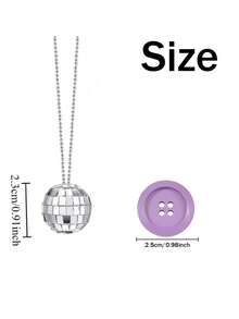 1/10 Pieces Disco Party Necklace Set Shiny Mirror Ball Pendant Chain Suitable For Carnival And Festival - Silver - View 3