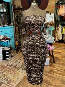 EMERY ROSE Women's Fashionable Leopard Print Long Dress - Multicolor - View 3