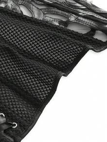 ROMWE Áo corset Gothic gợi cảm, khoét lỗ, xuyên thấu dành cho nữ - màu đen - Xem 4