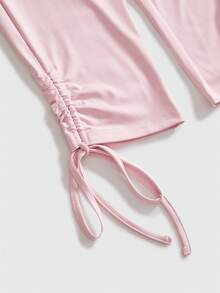 ROMWE Kawaii Quần lửng nữ dáng ôm có bèo nhún ở gấu quần, phong cách Y2K. - Hồng - Xem 4