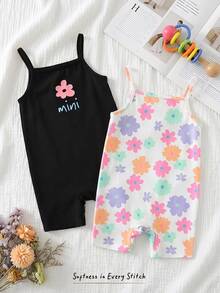 Cozy Pixies Mono corto con estampado floral para bebé niña, versátil y cómodo - Multicolor - Ver 8