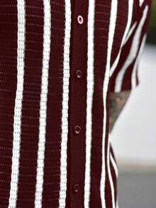 Devon Thys Men's Colorful Hollow-Out Knitted Cardigan, Fashionable For Summer - Burgundy - View 6