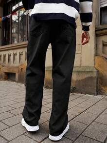 Artur Kramer 1件 Infinite Jeans 男士休闲直筒牛仔裤，高品质品牌，舒适休闲，适合外出穿着（不含腰带和配饰） - 黑色 - 查看 2