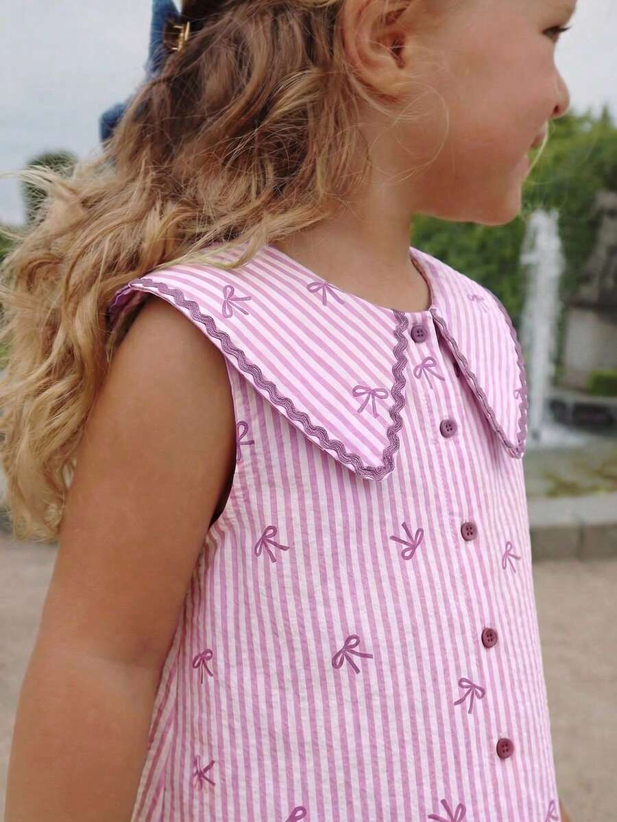 Emery Rose Kids Emery Rose Kids Áo sơ mi cổ tàu dệt kim kiểu dáng thường ngày dành cho bé gái - Màu tím hoa cà - Xem 1