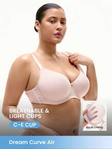 LUVLETTE Plus Dream Curve Air Full Coverage Airy Breathable Sheer Pink Mesh Spacer Cup Women Bra - Baby Pink - View 1