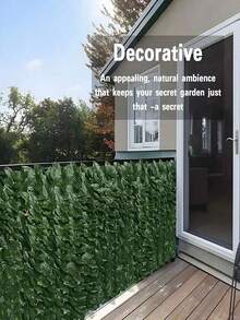 1 Piece Simulation Fence, Balcony Shade Decoration, Artificial Lawn, Roller Shutter Fence, Shade Net, Leaf Fence, Wall Fence, Suitable For Home Garden, Balcony Wall, Terrace, Courtyard, Wedding, Backyard, Jungle Theme Party, Birthday Porch, Christmas Gift, Leaf Background, Indoor And Outdoor Decoration - Green - View 2