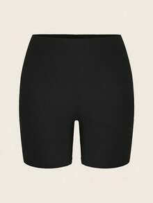 SHEIN EZwear Set 3 Potong Legging Pendek/Celana Pendek Ukuran Besar Warna Polos untuk Wanita - Hitam - View 7