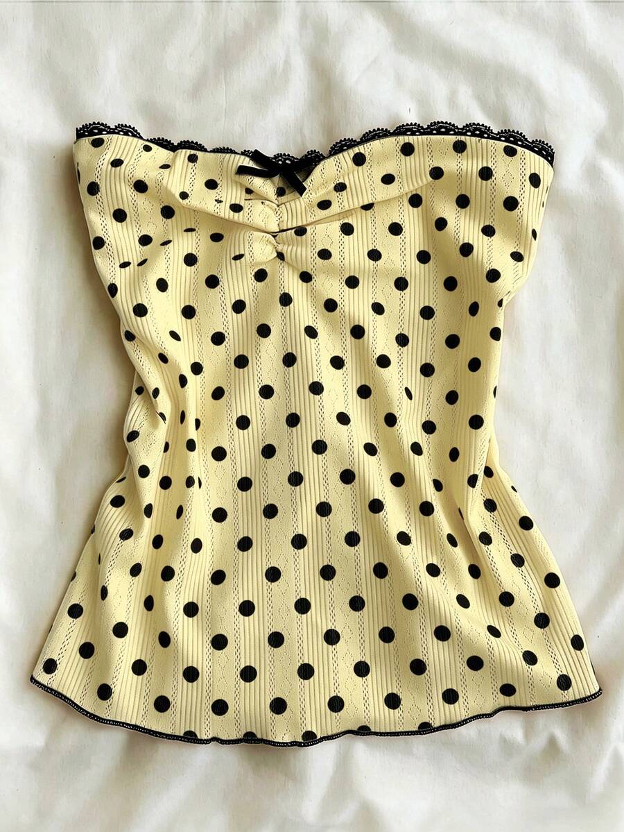 Glimmora Top tubo con estampado de lunares casual para mujer - Multicolor - Ver 1