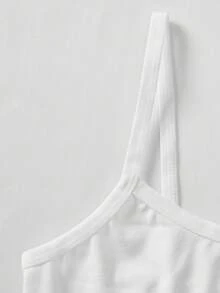 SHEIN Girlism 6 件/套 Tween 女童简约舒适无钢圈无衬垫细肩带纯色吊带内衣 - 黑與白 - 查看 3