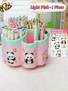 1pc 360° Rotating Cute Pen Holder, Large Capacity Multi-Function Desktop Stationery Storage Box, Polished PVC Material, Embedded Installation, Lightweight & Portable, 360° Rotation, Desktop Storage Box, Pencil Box, Pen Holder, Plush Pencil Box, Cute Pencil Box, Office Desk Storage Box, Material, Marker Pen Storage Box - Multicolor - View 12