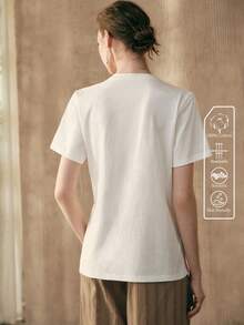 Aveloria Modichic Women 100% Cotton Fabric Slim Fit Waist Metal Buckle Ruched Design Minimalist French Elegant Office Outfits For Women White Tops Summer Outfits For Women Women's White Top Women's Tops And Blouses Women's Work Clothes For The Office - White - View 4