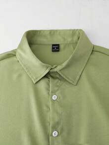 VENTUSAIL Men's Jacquard Green Short Sleeve Shirt - Green - View 7