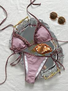Swim Mod Bộ bikini nữ thời trang mùa hè 2026, họa tiết sọc và chấm bi, thích hợp cho bãi biển, tiệc bể bơi, thanh lịch, cổ điển, kỳ nghỉ, hẹn hò. - Nhiều màu - Xem 1