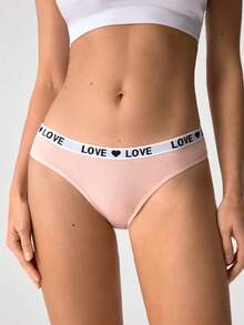 Loungeista 5pcs/Pack Multicolor 100% Cotton Fashion Seamless Low Waist Letter Trim Women Briefs - Multicolor - View 10