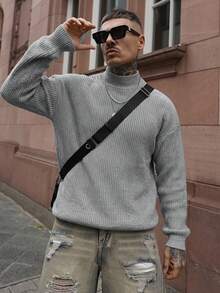 Artur Kramer 男士轻薄毛衣，时尚薄款针织套头衫，休闲美式风格，适合初秋/冬季穿着 - 深灰色 - 查看 5