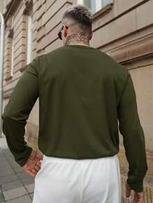 Artur Kramer 新款男士休闲经典罗纹亨利领轻薄百搭长袖T恤 - 軍綠色 - 查看 2