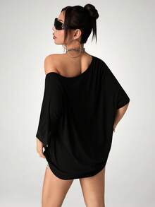 SHEIN ICON Punk Rock Graphic Print Casual Asymmetric Loose T-Shirt - Multicolor - View 2