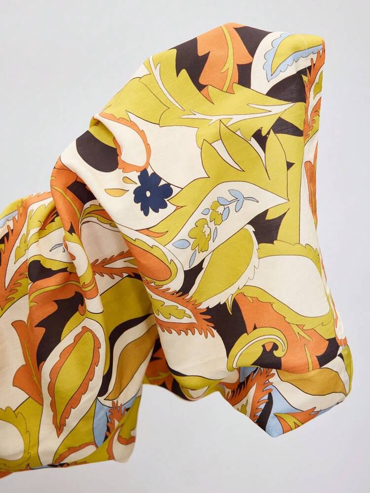 SHEIN Maija Women's All-Over Print Casual Versatile Wide Leg Pants For Daily Wear,Vacation Outfits Women