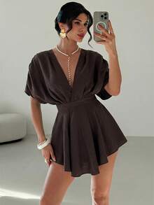 Firerie Minissaia assimétrica feminina casual e elegante / Vestido para o Dia dos Namorados / Vestido de aniversário / Vestido para férias na praia / Vestido para festival de música / Vestido de festa / Vestido bonito / Vestido de verão / Vestidos de festa elegantes / Vestidos de praia / Vestido para convidada de casamento / Vestido de férias / Vestido branco - Castanho - Ver 9