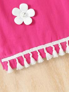 Emery Rose Kids Emery Rose Kids 年轻女孩/年轻女孩优雅印花露背修身度假连衣裙，吊带蝴蝶结喇叭裙摆设计，休闲日常街头服饰 - 玫紅色 - 查看 8