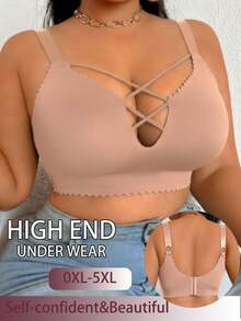 DesireSculpt Plus Size Wireless Bra - Apricot - View 5