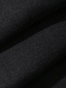 Áo khoác denim nữ màu đen bằng cotton, dáng rộng, buộc dây, thích hợp cho mùa xuân/thu. - màu đen - Xem 8