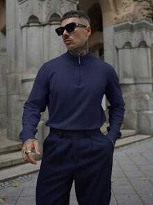 Artur Kramer 经典男士百搭高领毛衣 - 藏蓝色 - 查看 5