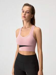 Loungeista 1 Stück Damen Sport-BH, rückenfreier kabelloser Sport-BH, anhebende & sexy Sport-Shorts, geeignet für Training und Fitness im Sommer - Pink - Übersicht 4