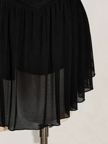 SHEIN ICON 大码女式黑色网纱连衣裙 - 黑色 - 查看 8