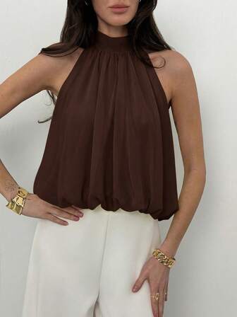 Aloruh Women's Casual Solid Color Cold Shoulder Top,Summer Top